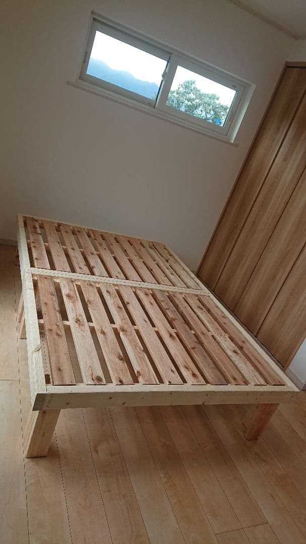 天然無垢材２分割ダブルベッドフレーム