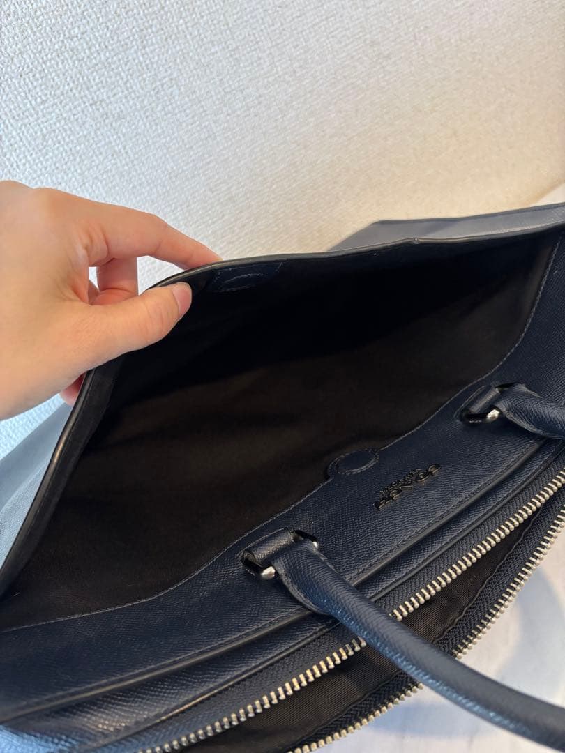 おしゃれ COACH コーチ レザービジネスバッグ ネイビー