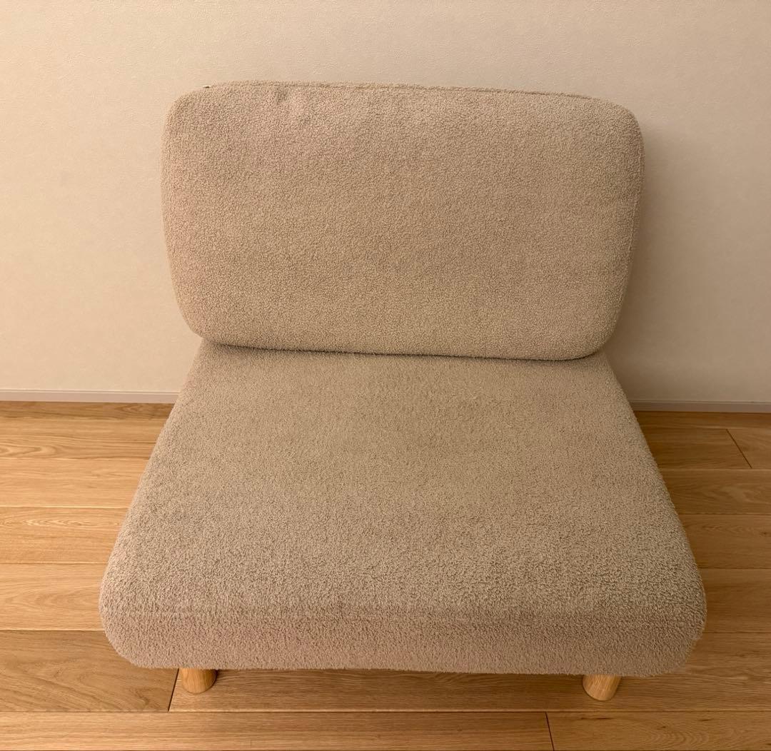 ブークレ生地天然木ローソファフラフィー