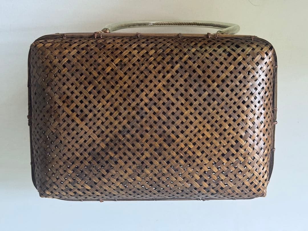 ヴィンテージ 民藝 竹細工 竹籠 バスケット 籠 行商 ハンドル 工芸品