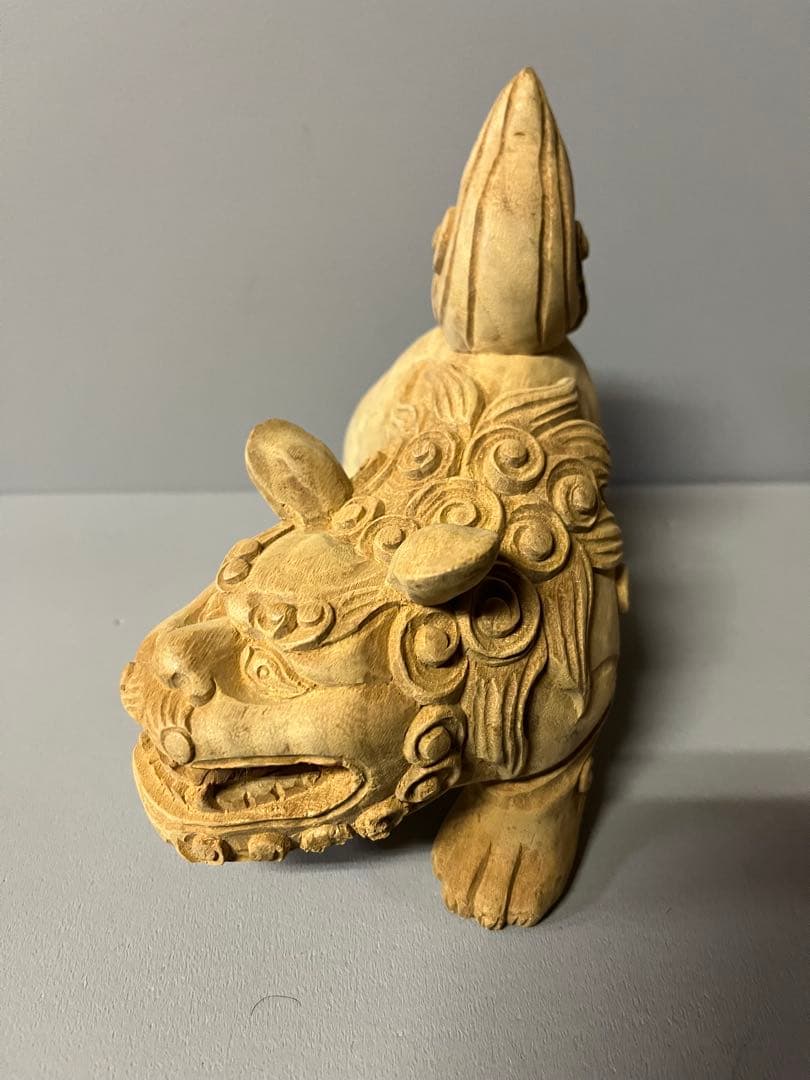 木彫り　獅子像　１対　35