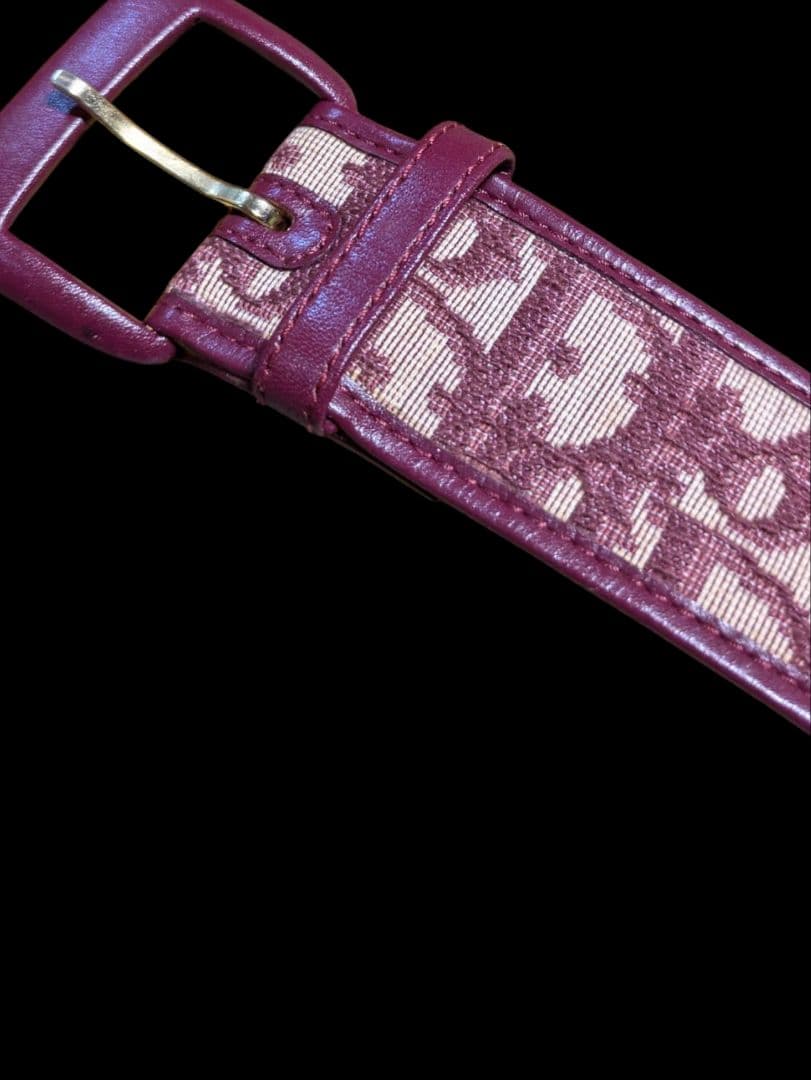 希少 美品 ヴィンテージ ディオール ベルトトロッター ボルドー 総柄