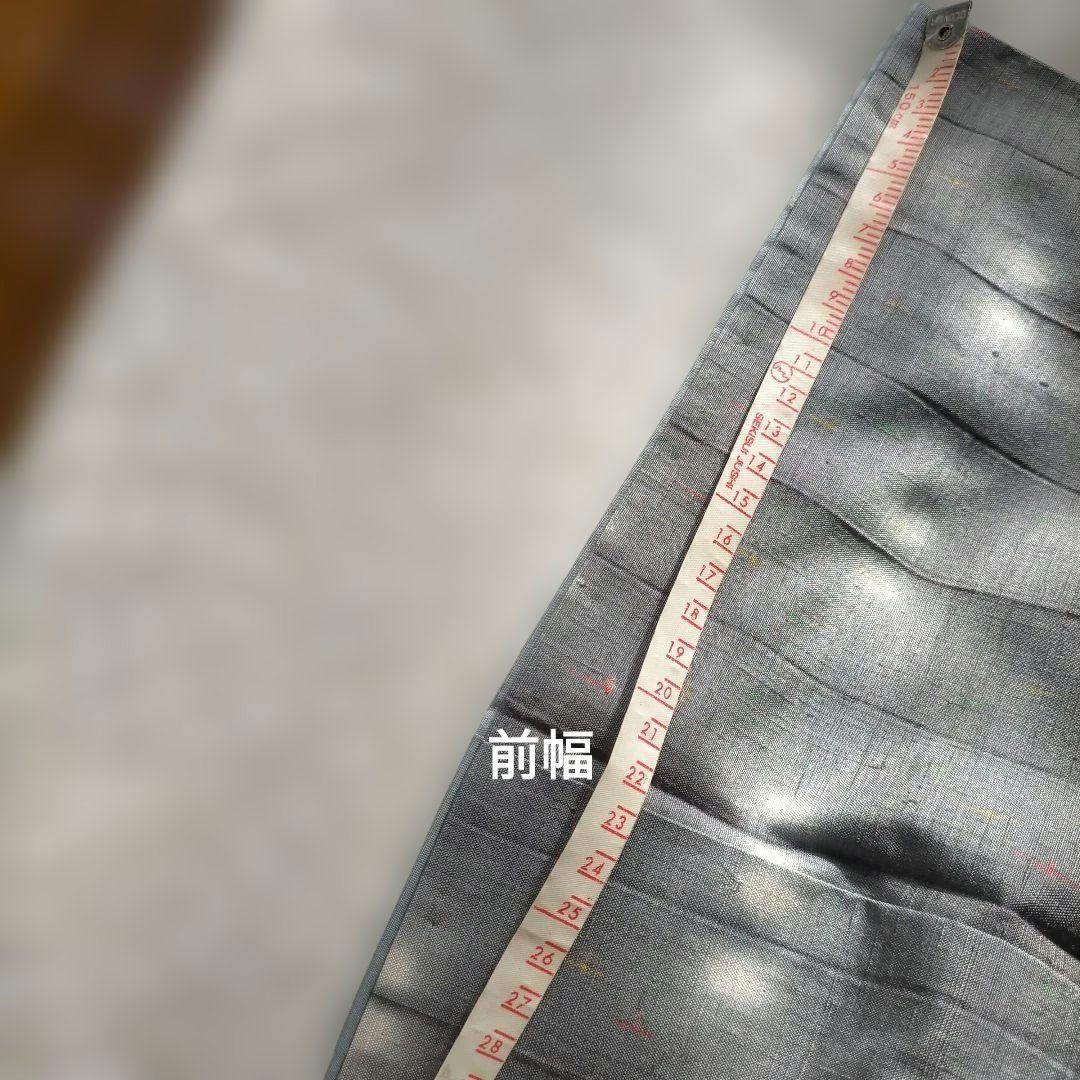 上品絞りグレー 紬着物 カラフル十字模様