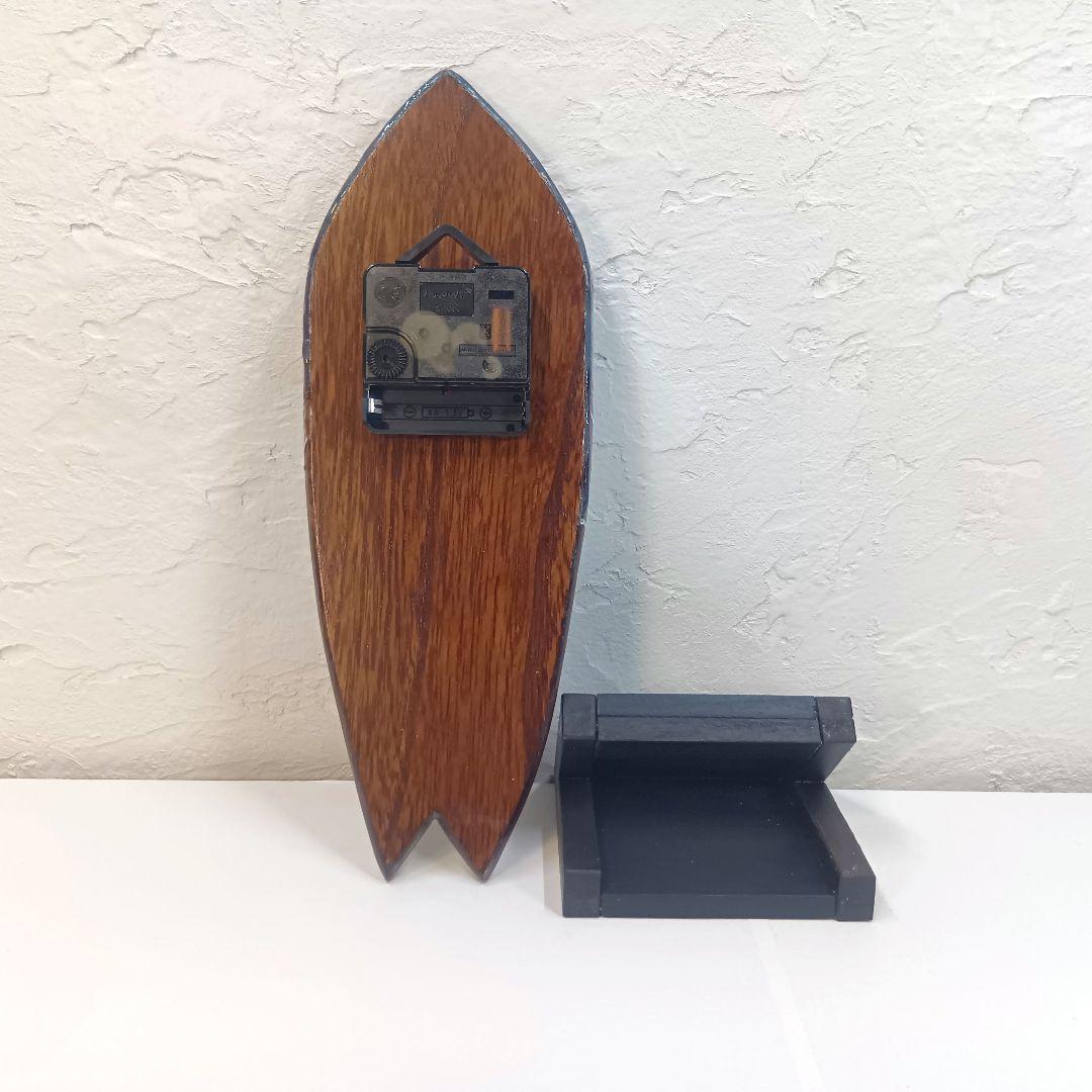【1106】オーシャンアート　ウッドレジン　 サーフボード　時計　インテリア雑貨