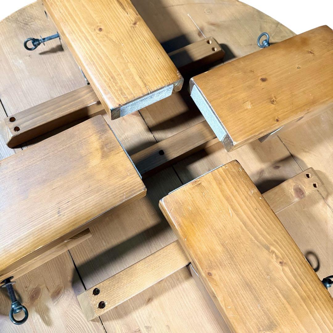 HR811 リアルシャビー　木目ワイルド　レトロな円卓　90cm ちゃぶ台