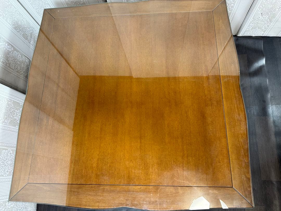 販売価格約¥250,000 イタリア直輸入無垢材 ネコ脚 ガラストップ