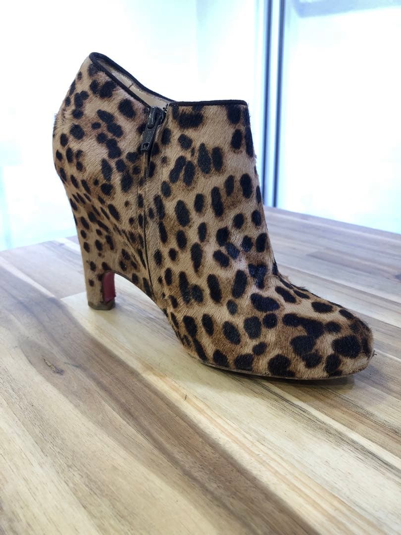 Christian Louboutin ヒョウ柄 ハラコ ブーティ レオパード