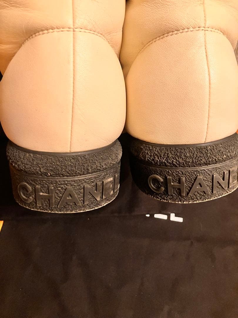 CHANEL ココネージュ　ラムレザー　レースアップシューズ　38