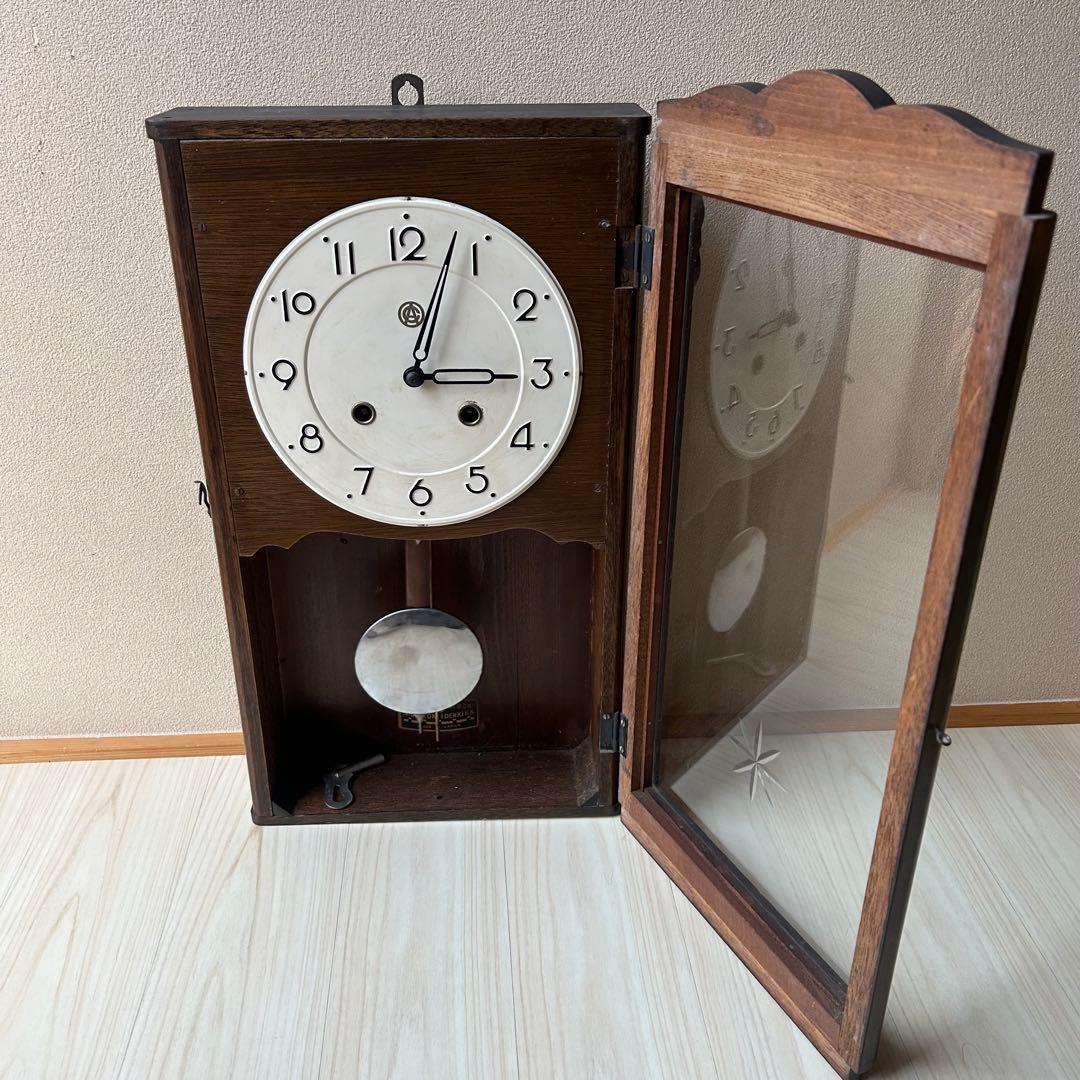 古民具　柱時計ゼンマイ式　昭和レトロ　愛知時計　稼働
