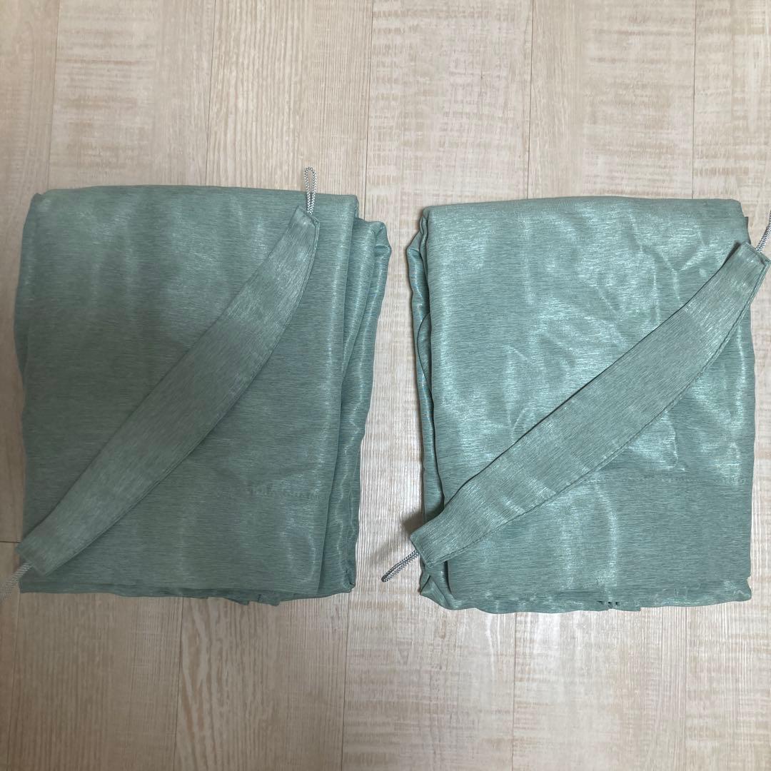 シンコール　高級ドレープカーテン&レースカーテンセット　グリーン　スパンコール