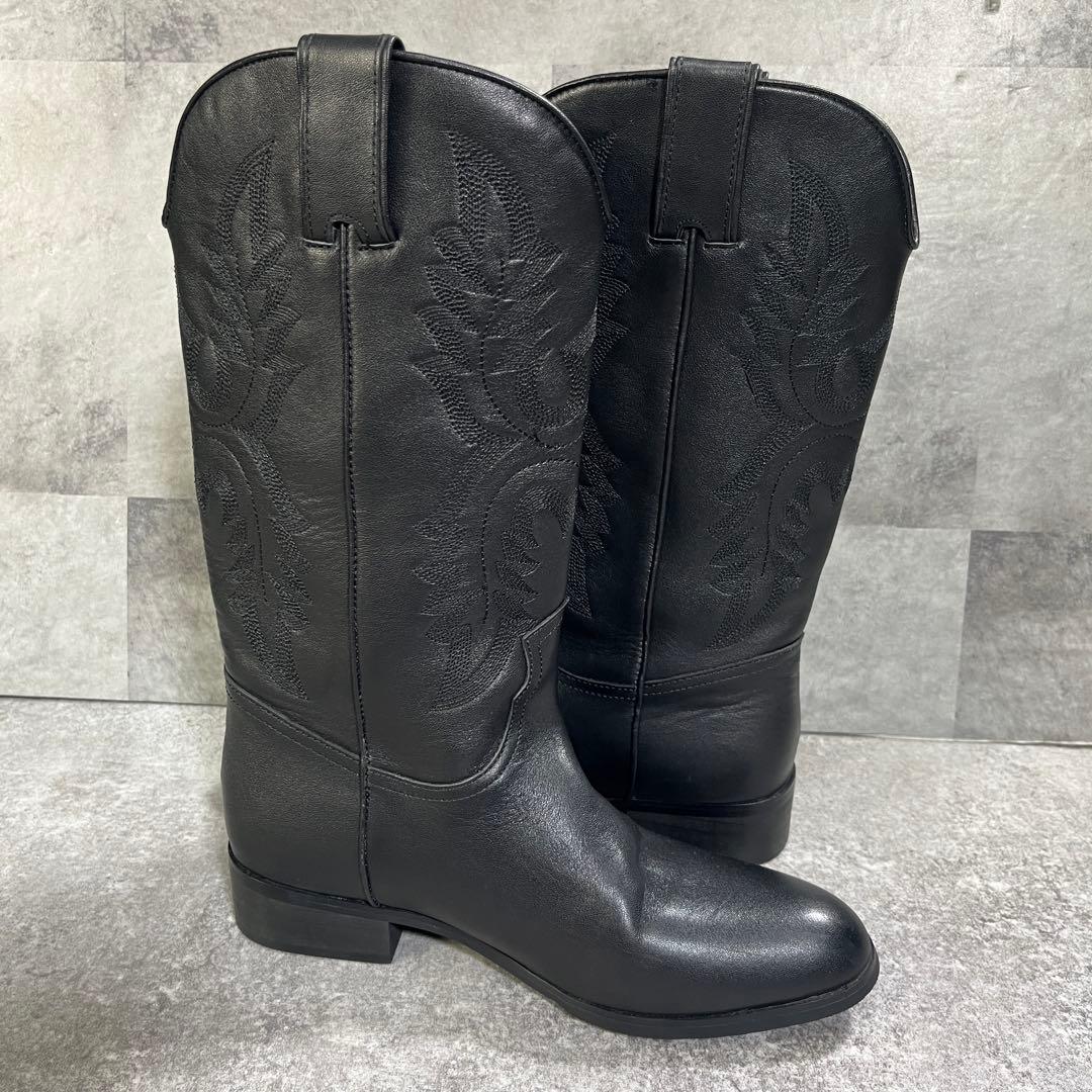 未使用品　REMME ウエスタンブーツ　38 ブラック　ペコスブーツ　24.5