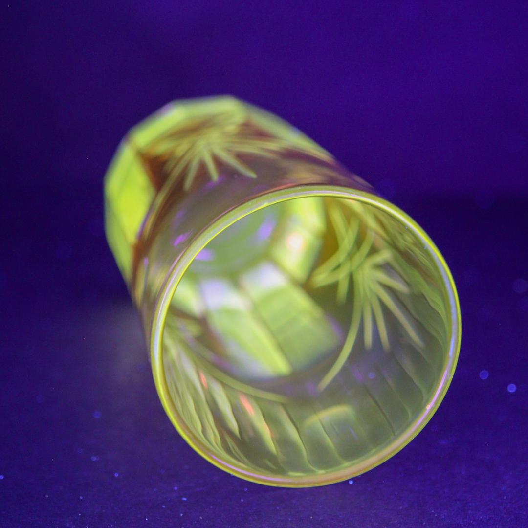 紫切子 レトロ硝子 コップ 昭和レトロ ウランガラス