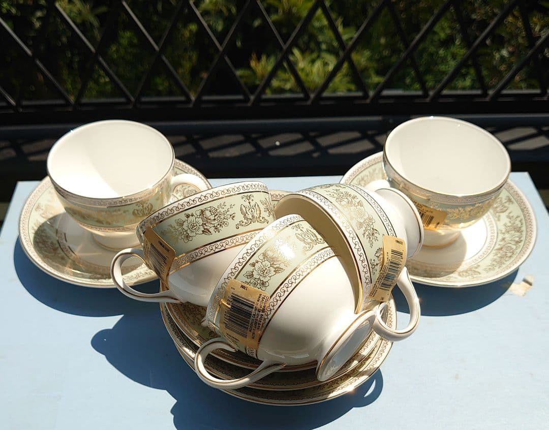 【未使用】 セージグリーン リー碗皿セット