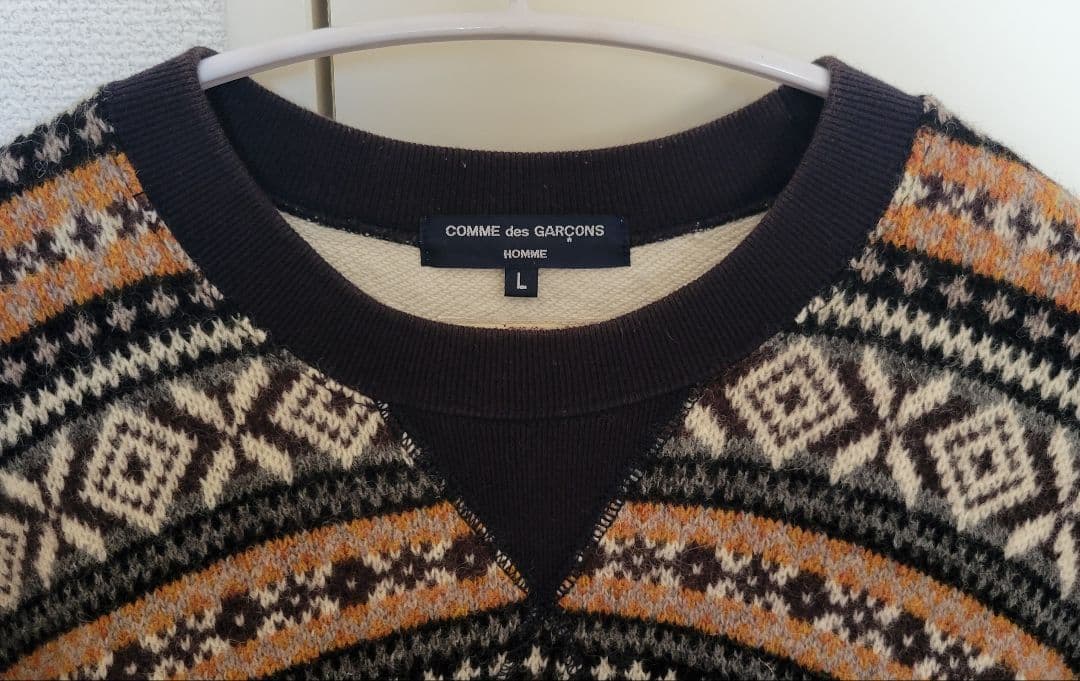 COMME des GARÇONS 幾何学模様 Vネックセーター