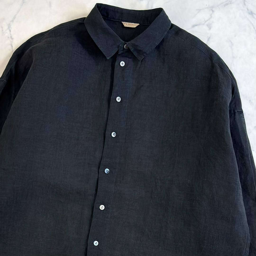 アーツアンドサイエンス リネン 長袖シャツ ブラウス 黒ty4