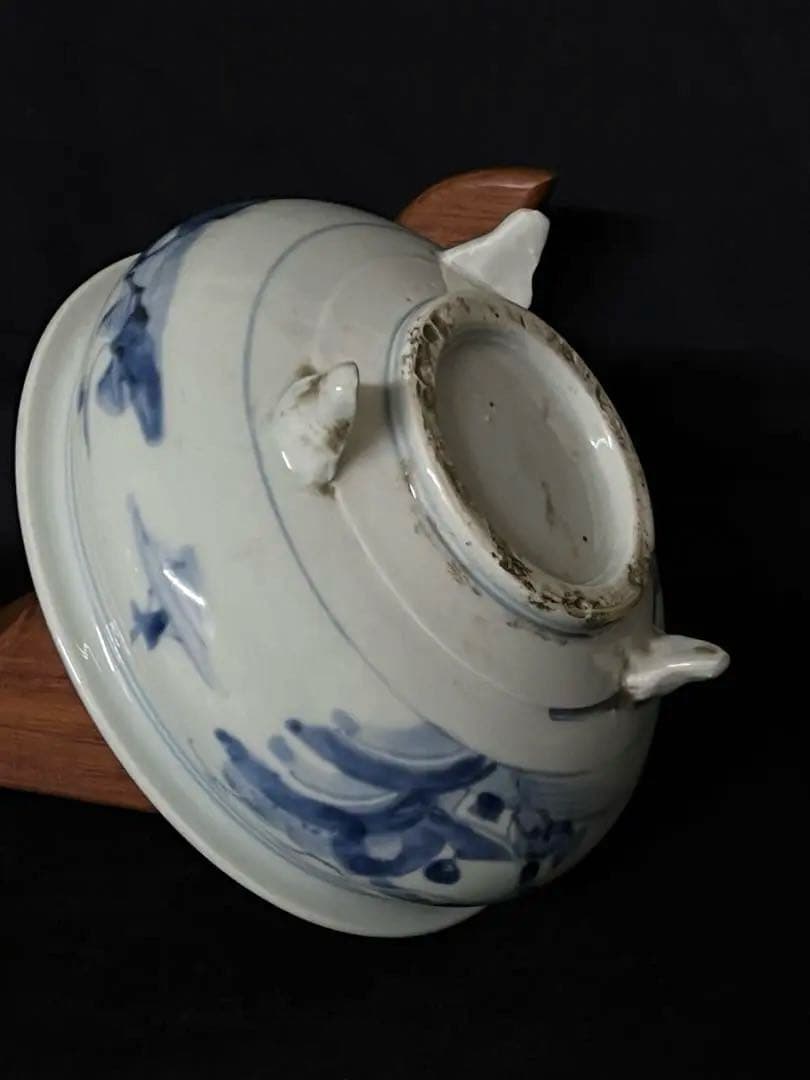 【倉庫整理品】古美術 • 染付三足香炉 • 時代物：XG--34