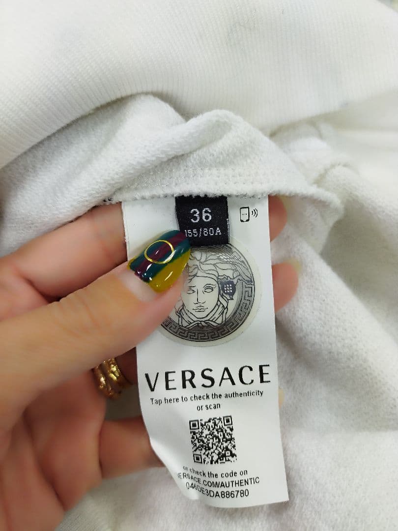 VERSACE ロゴトレーナー ホワイト 変色あり