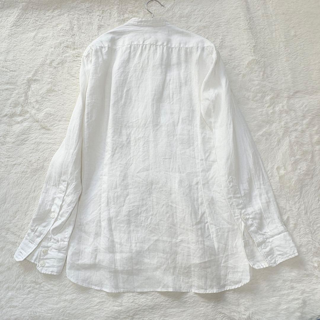 未使用タグ＊45R　スタンドカラー　ブラウス　ホワイト　リネン100%