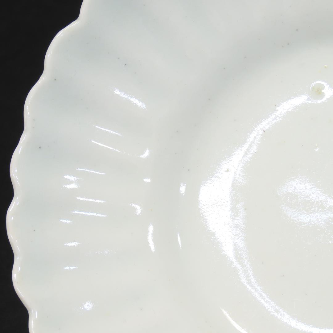 ⭕413 白磁 古伊万里 輪花形 中皿5客 無傷 直径15.5cm 江戸時代後期