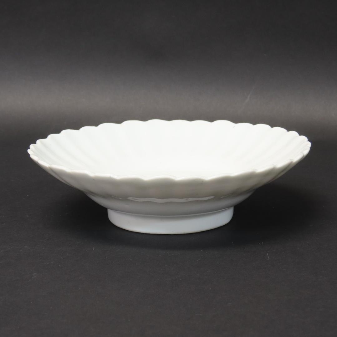 ⭕413 白磁 古伊万里 輪花形 中皿5客 無傷 直径15.5cm 江戸時代後期
