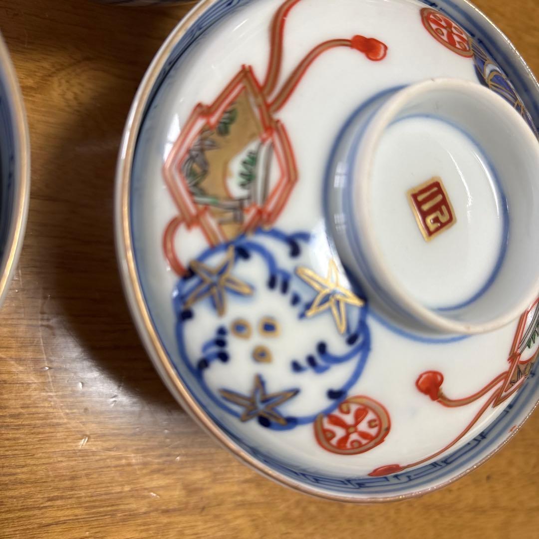 江戸後期伊万里小ぶり蓋碗5客