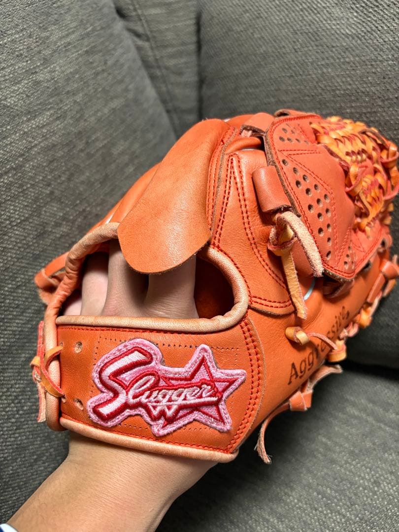 スラッガー KSM-17PS 軟式グローブ 投手用　右投げ オレンジ