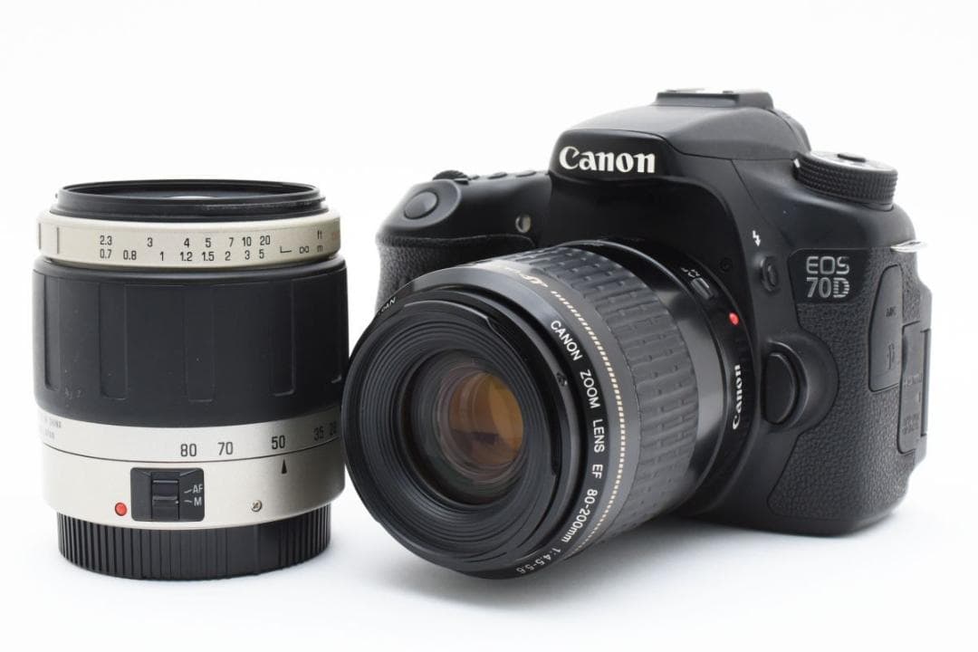 完動品　キャノン EOS 70D ダブルレンズキット/ガラスフィルム/SD32