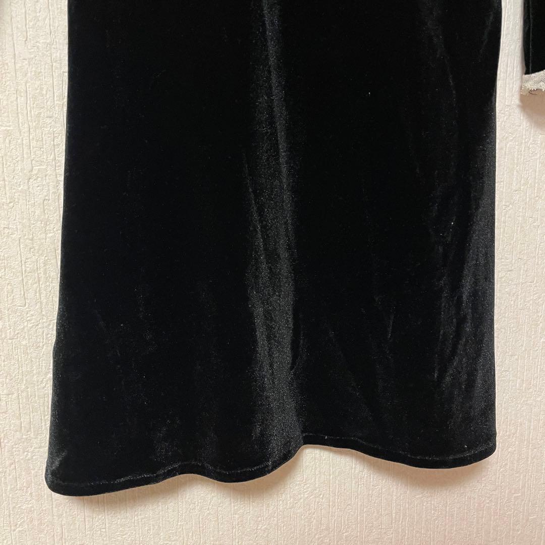 thevirgins ザヴァージンズ ベロア レース ミニ ワンピース 黒 美品