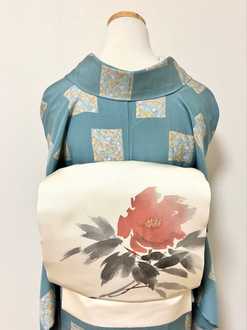 セット　塩瀬　抽象的な花＋鬼しぼ縮緬　野菜模様