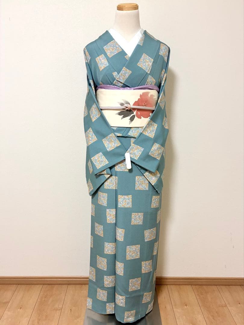 セット　塩瀬　抽象的な花＋鬼しぼ縮緬　野菜模様