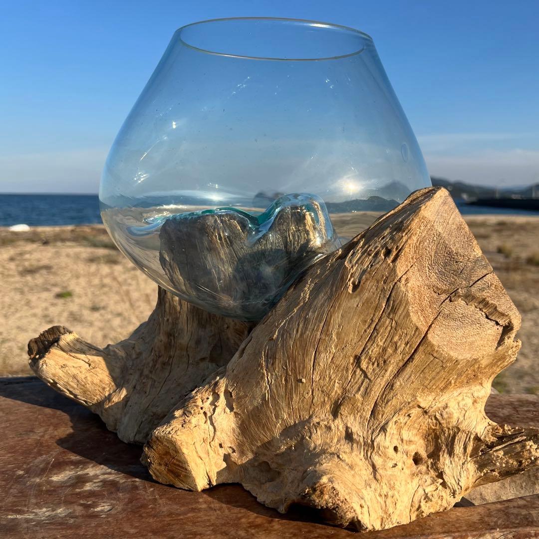 流木ガラス オブジェ超特大J 花瓶 金魚鉢 水槽 テラリウム 観賞魚 メダカ容器