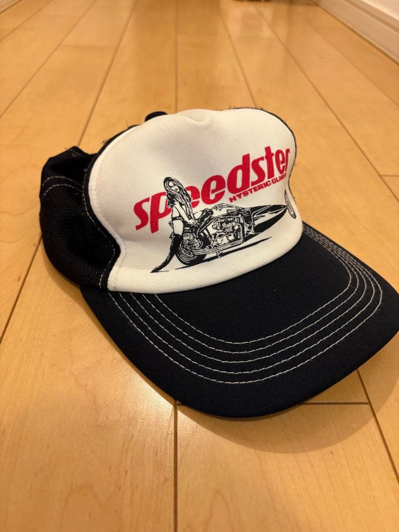 ヒステリックグラマー　speedster キャップ ホワイト/ブラック