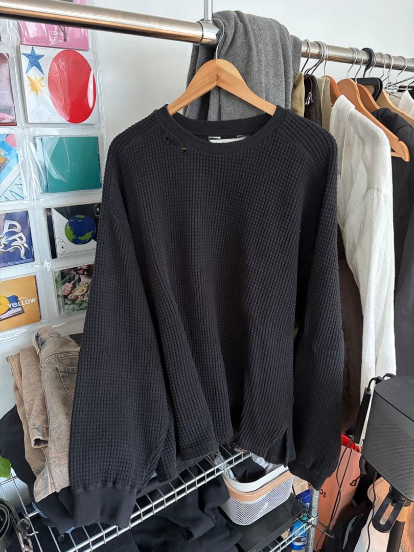 トップス ANCELLM 23AW DAMAGE HEAVY WAFFLE