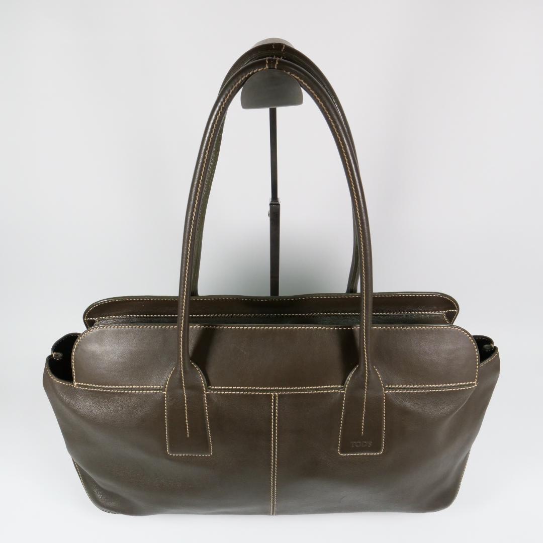 美品✨トッズ トートバッグ ショルダーバッグ レザー ダークブラウン