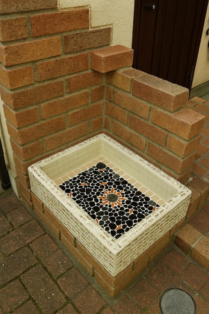 手造り　流し台　シンク　炎