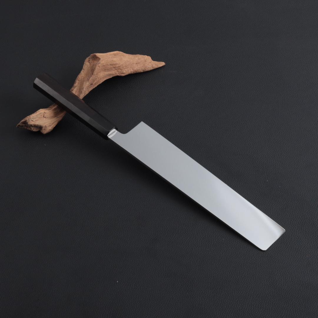 8992 角型薄刃包丁 8寸 刃は究極の切れ味 刺身包丁 黒檀黒水牛角八角柄