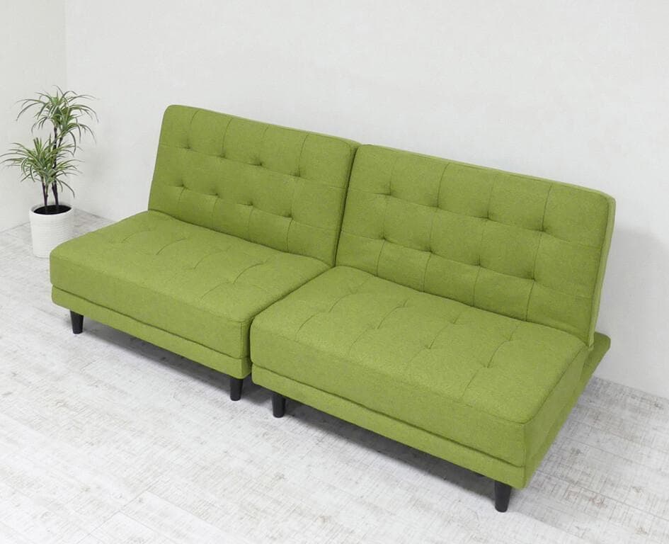 New離せるソファーベッド (グリーンティー)　グリーン緑色系