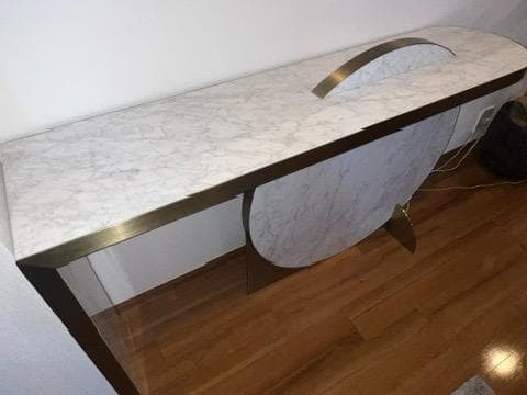 55万 西村心 ドバイ購入 大理石 コンソールテーブル 飾り棚 白