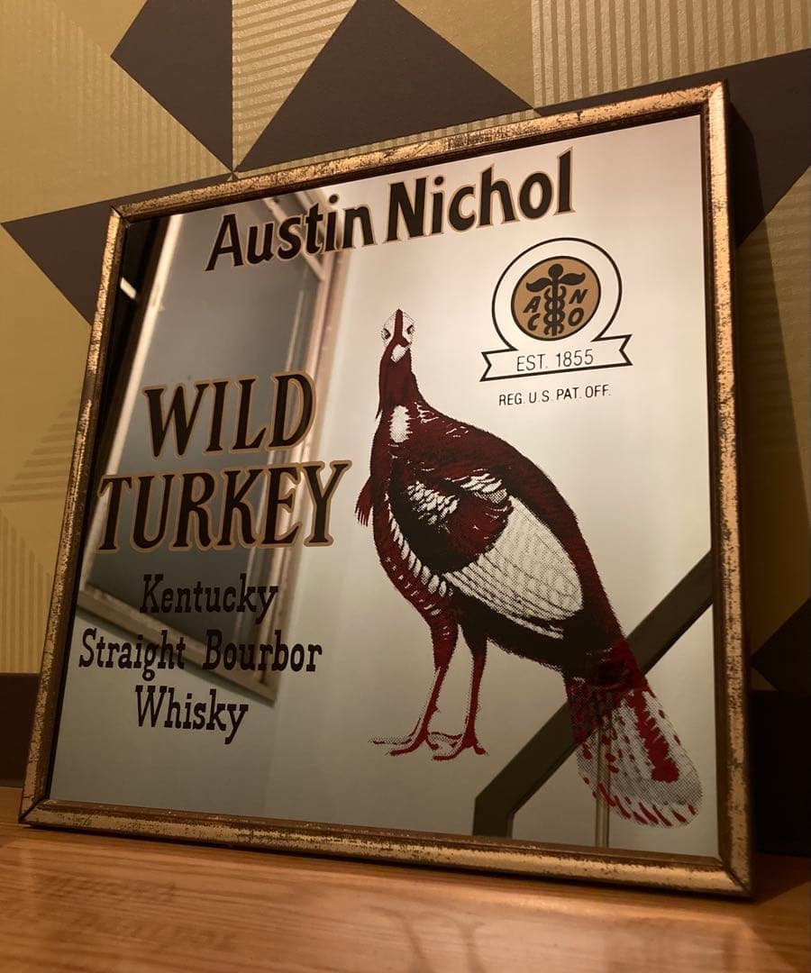 ワイルドターキー ヴィンテージ パブミラー 看板 壁掛け レトロ アメリカン雑貨
