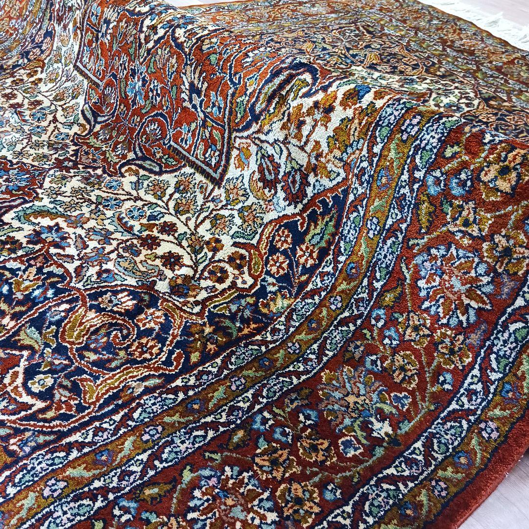 Y3253 インド絨毯 シルク×コットン 手織り 186×119㎝ マット