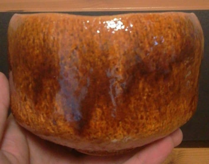 香野壮明作　飴釉　茶碗　共箱　略歴付　茶道具