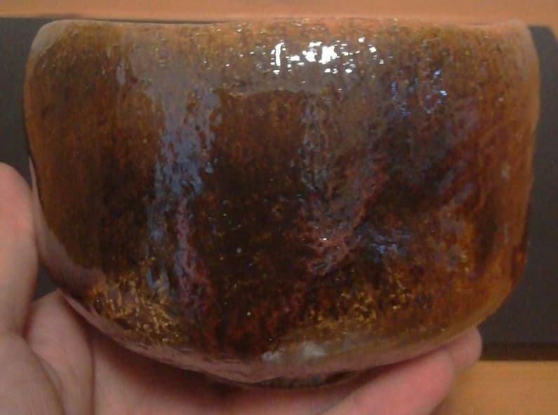 香野壮明作　飴釉　茶碗　共箱　略歴付　茶道具