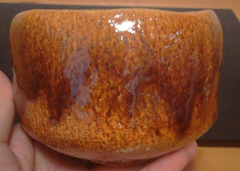香野壮明作　飴釉　茶碗　共箱　略歴付　茶道具