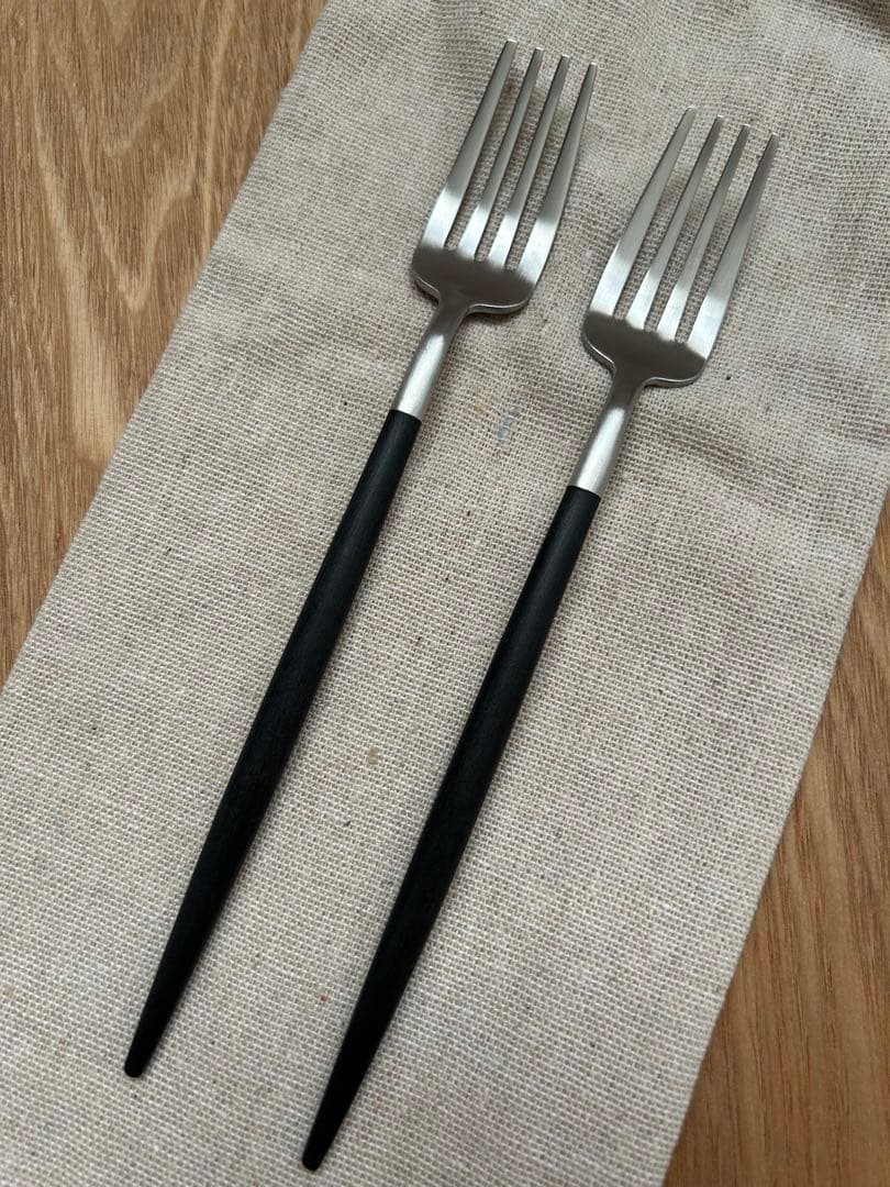 【クチポール】　スプーン　フォーク　ナイフ　ブラック＆シルバー　収納袋付き