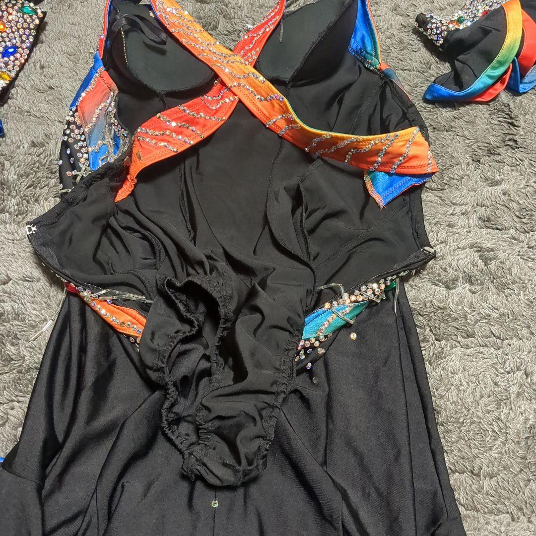 社交ダンスラテンドレス 黒 赤 青 フレアスカート