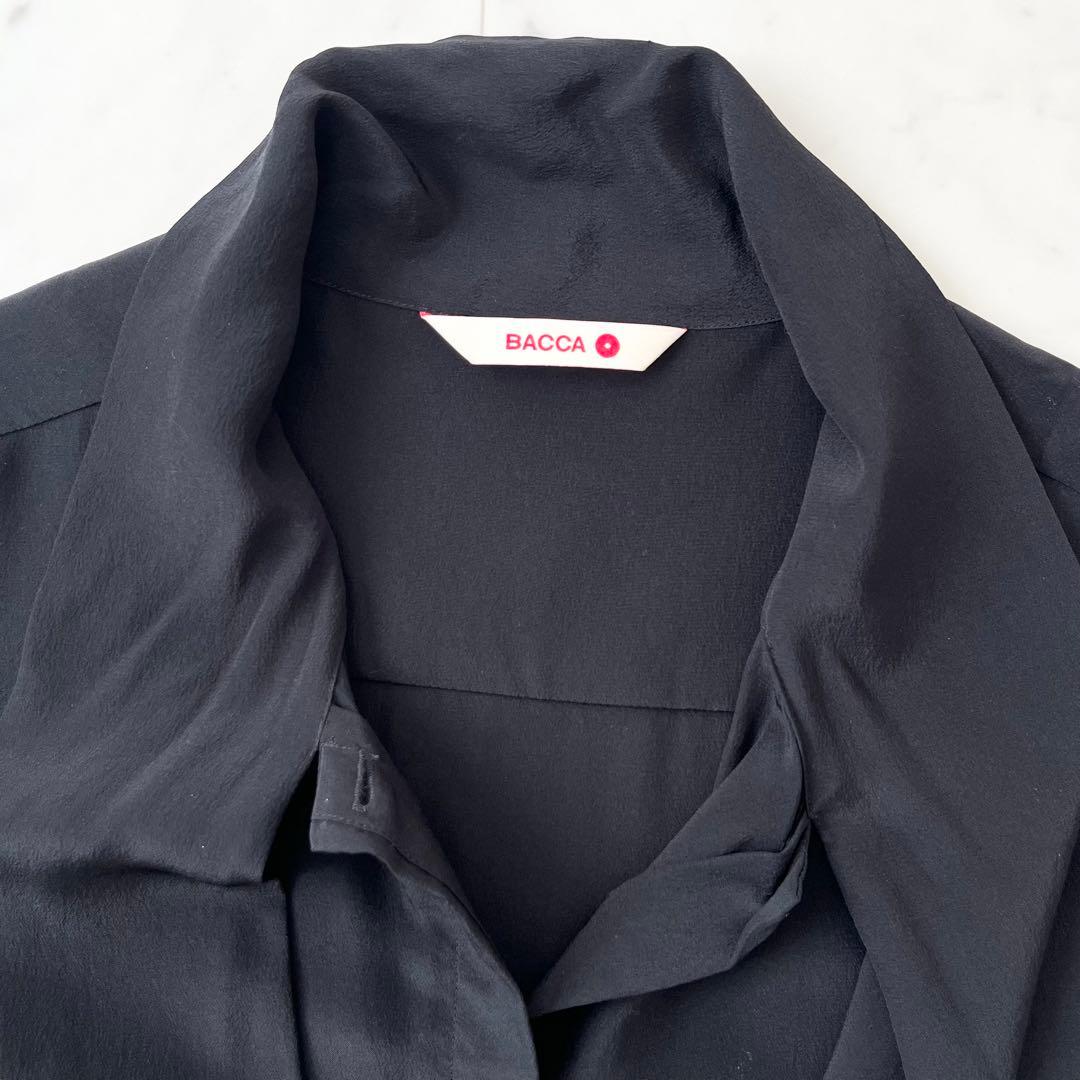 美品♪バッカ　シルク100% 洗える　シャツ　ボウタイ　リボン　日本製　長袖　M