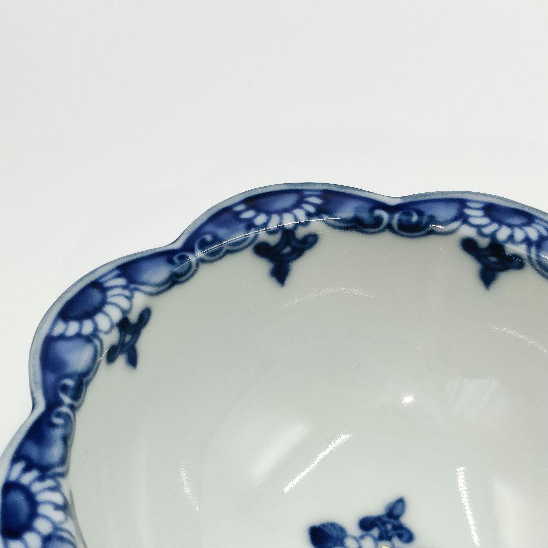 【未使用】有田焼 龍峰窯 染付唐草唐子 高台鉢揃 5客セット