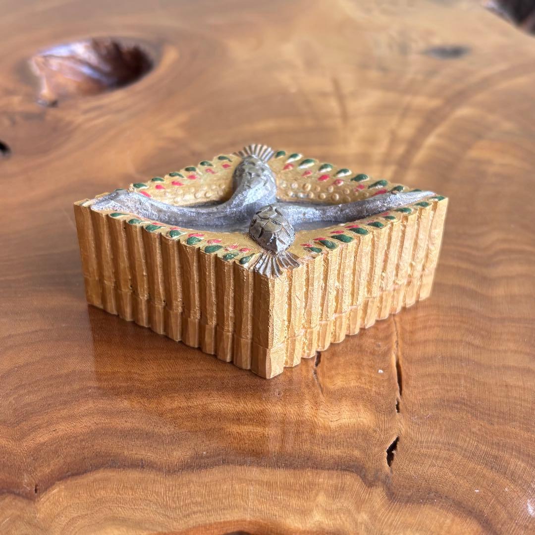 菱形香合 木製 作家物 錦の花 茶道具 共箱