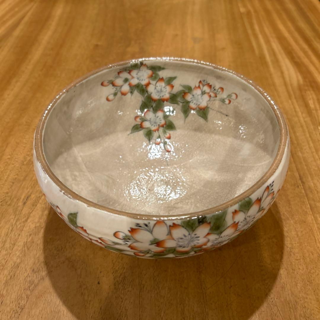 京都　京焼　清水焼　陶あん　桜絵付　深鉢　菓子鉢