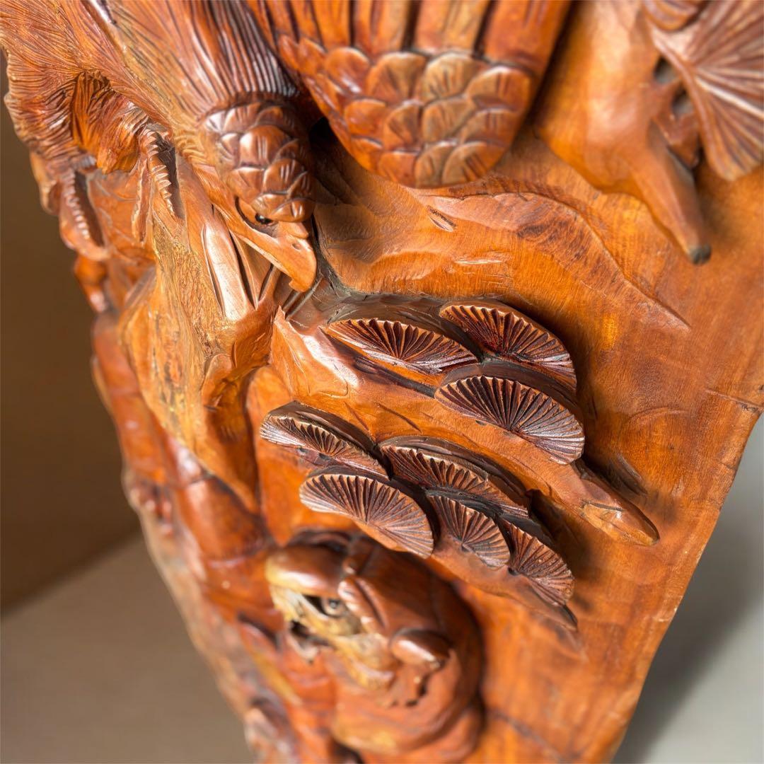 【一点物】木彫り 彫刻 置物 鷹と虎 縁起物 オブジェ 岐阜県揖斐郡池田町まで